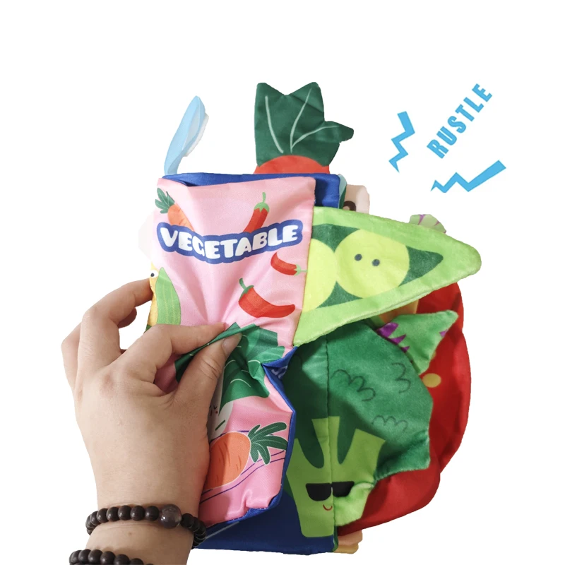 Livro de pano de cauda de bebê pai-filho interativo som papel quebra-cabeça pano livro chocalho 0-36m crianças sensoriais aprendizagem precoce brinquedos
