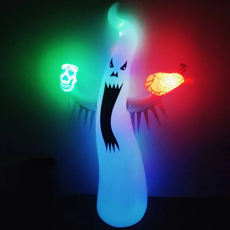 

7FT Luminous Inflatable Ghost Halloween Decoration Remote Control Flashing Horror Outdoor Courtyard Haunted House Party Props