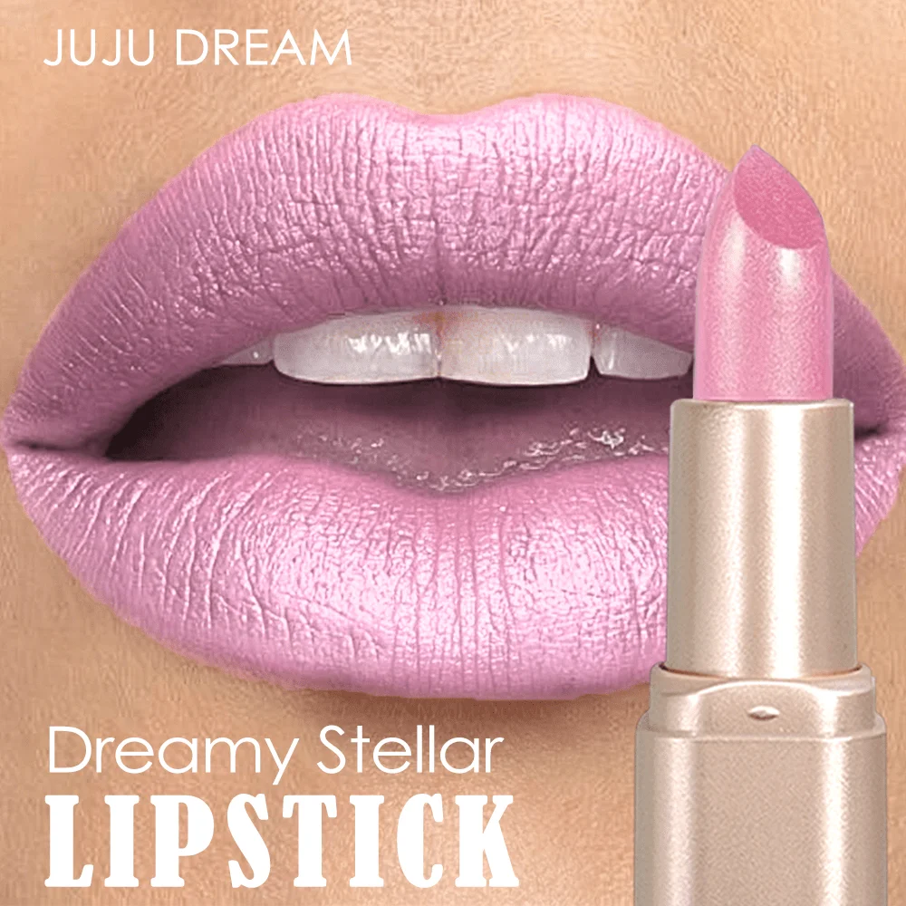 JUJU Dream Pearl Shimmer Metallic Lipstick Long Lasting Waterproof Moisturizing Pink Lip Makeup