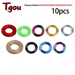 Tgou Titanium Washer M3 M4 M5 M6 M7 M8 M10 M12 M14 Flat Gasket for Bicycle Motorcycle 10pcs