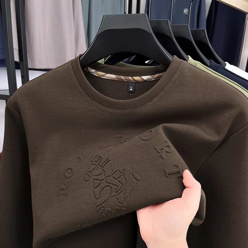 مصمم رجل طويل الأكمام هوديي ثلاثية الأبعاد نمط الكورية نمط الجولة الرقبة القمم البلوز رشاقته موضة عادية الخريف ملابس رجالية جديدة #4