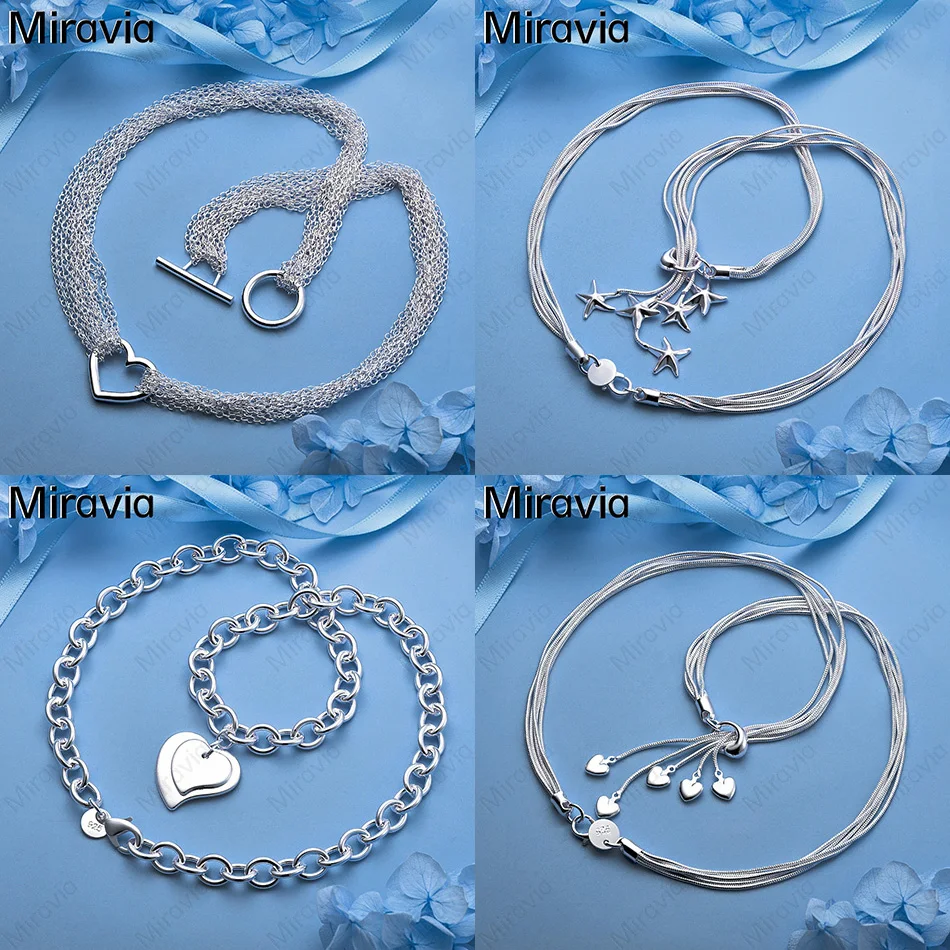

Miravia 925 Sterling Silver Five Snake Chain Starfish Necklace Fashionable Commuter Personality Ladies Gift Jewelry