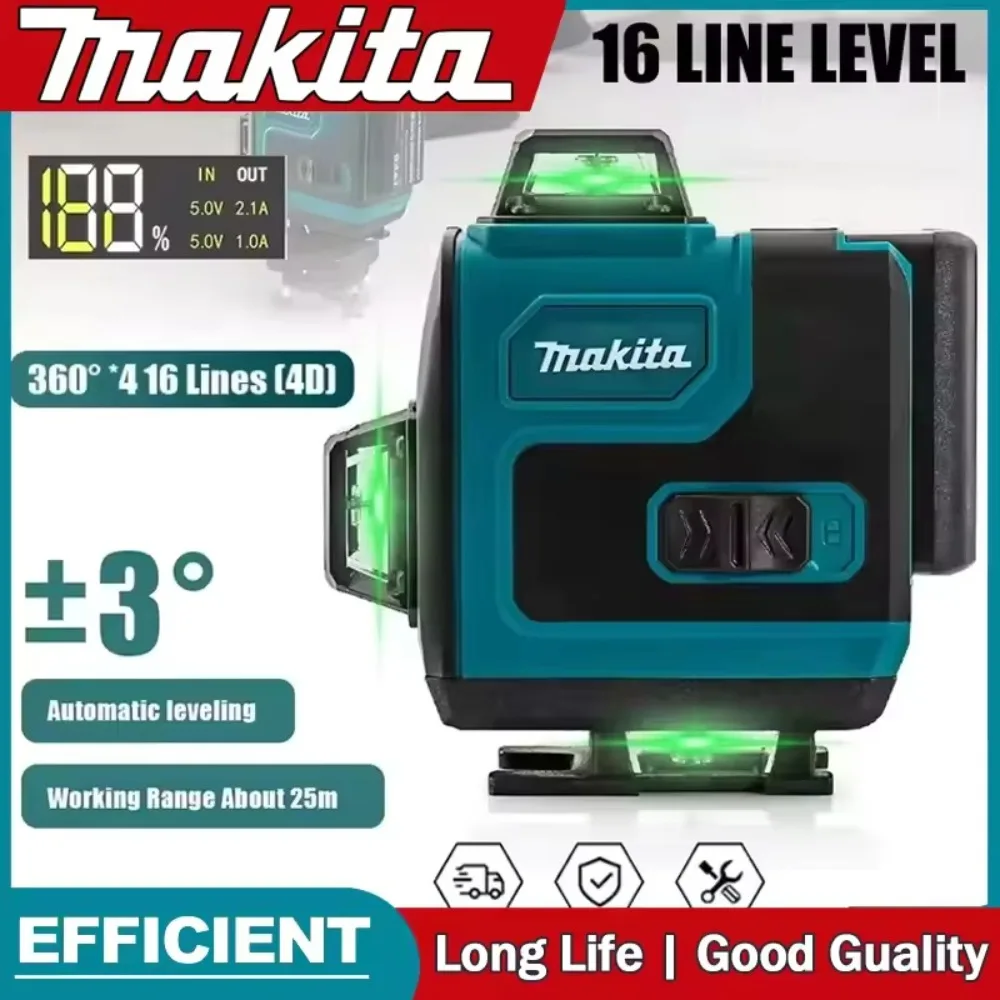 2026-makita-360°-green-high-precision-self-leveling-cross-line-laser-level-wall-mount-portable-measuring-tool
