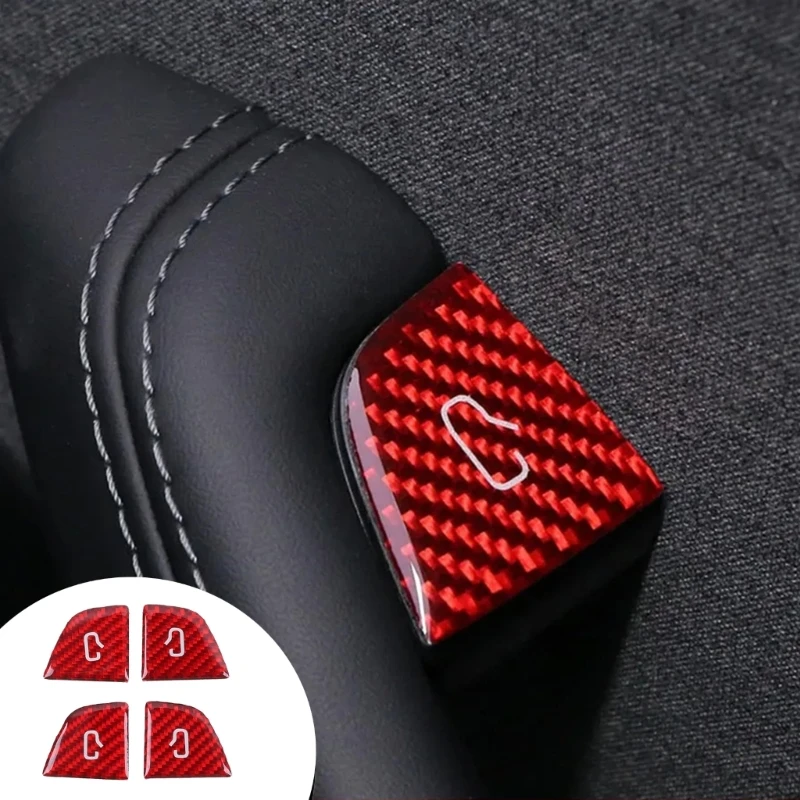 For Tesla Model Y Juniper 2025+ Model 3 Highland 2024 Carbon Fiber Open Door Switch Cover Button Trim Stickers Car Accessories