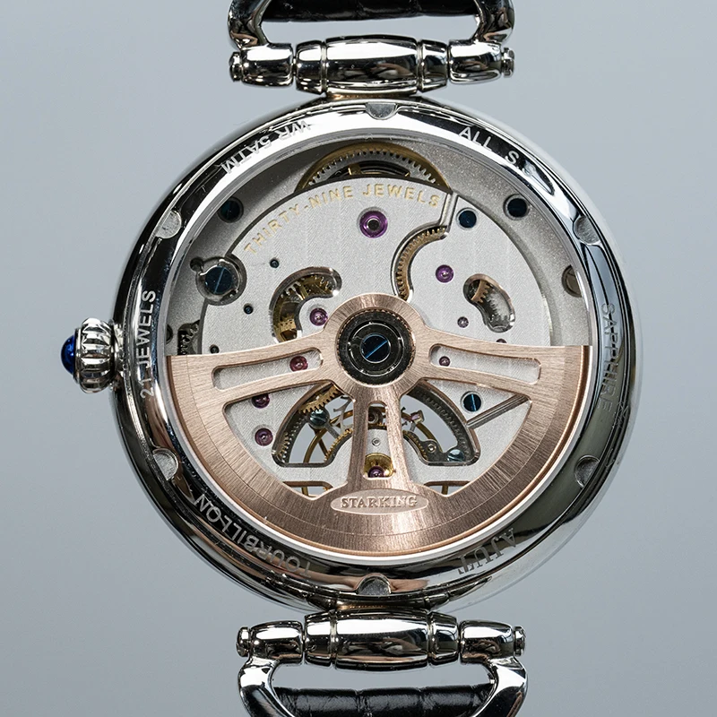 AJUT التلقائي توربيون الميكانيكية ساعة نسائية الياقوت الفاخرة كامل الماس الهاتفي الذاتي لف حركة السيدات ساعة 0397L