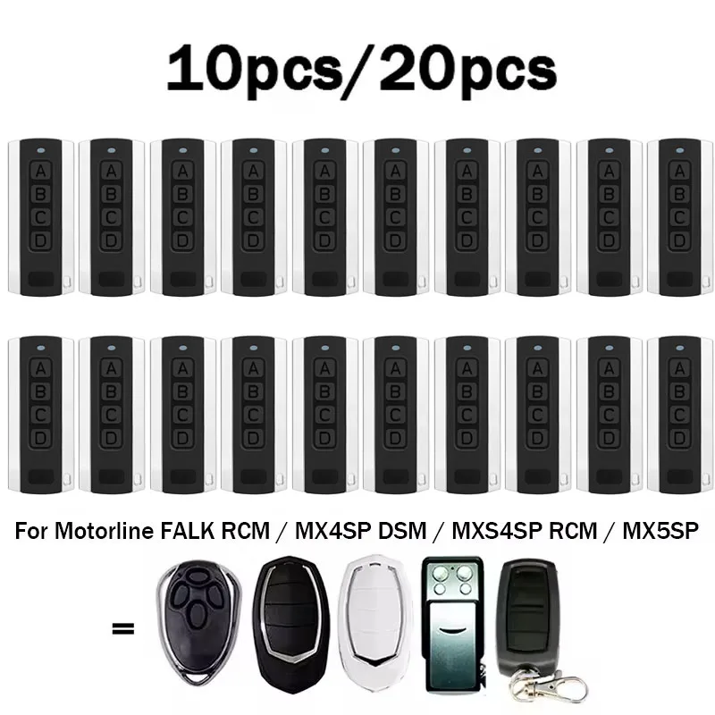 

10pcs / 20pcs New MOTORLINE 433.92MHz Garage Door Remote Control Compatible With MOTORLINE FALK RCM MX4SP DSM MXS4SP RCM MX5SP