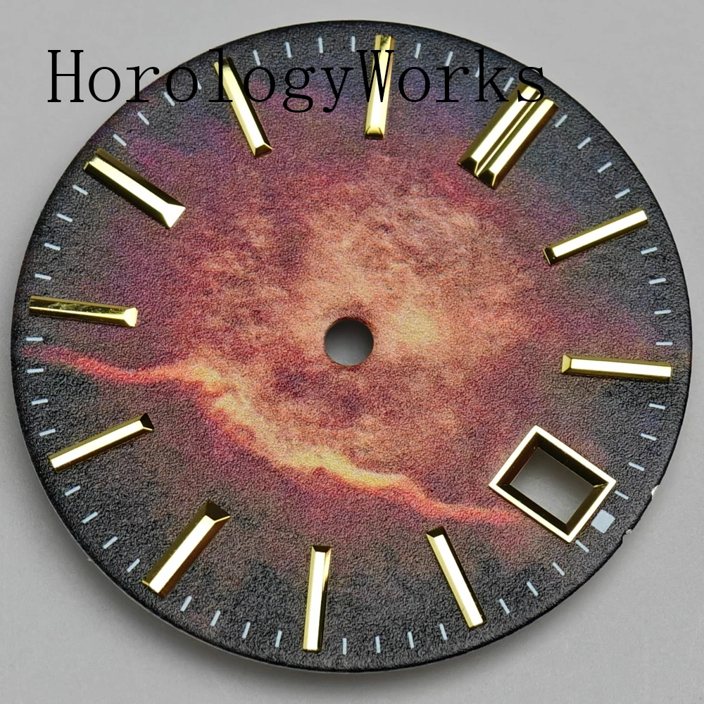 أجزاء الساعة 28.5 ملم قرص معقم مناسب لحركة NH35 أزرق أخضر أحمر مناسب 3/3.8 تاج الساعة