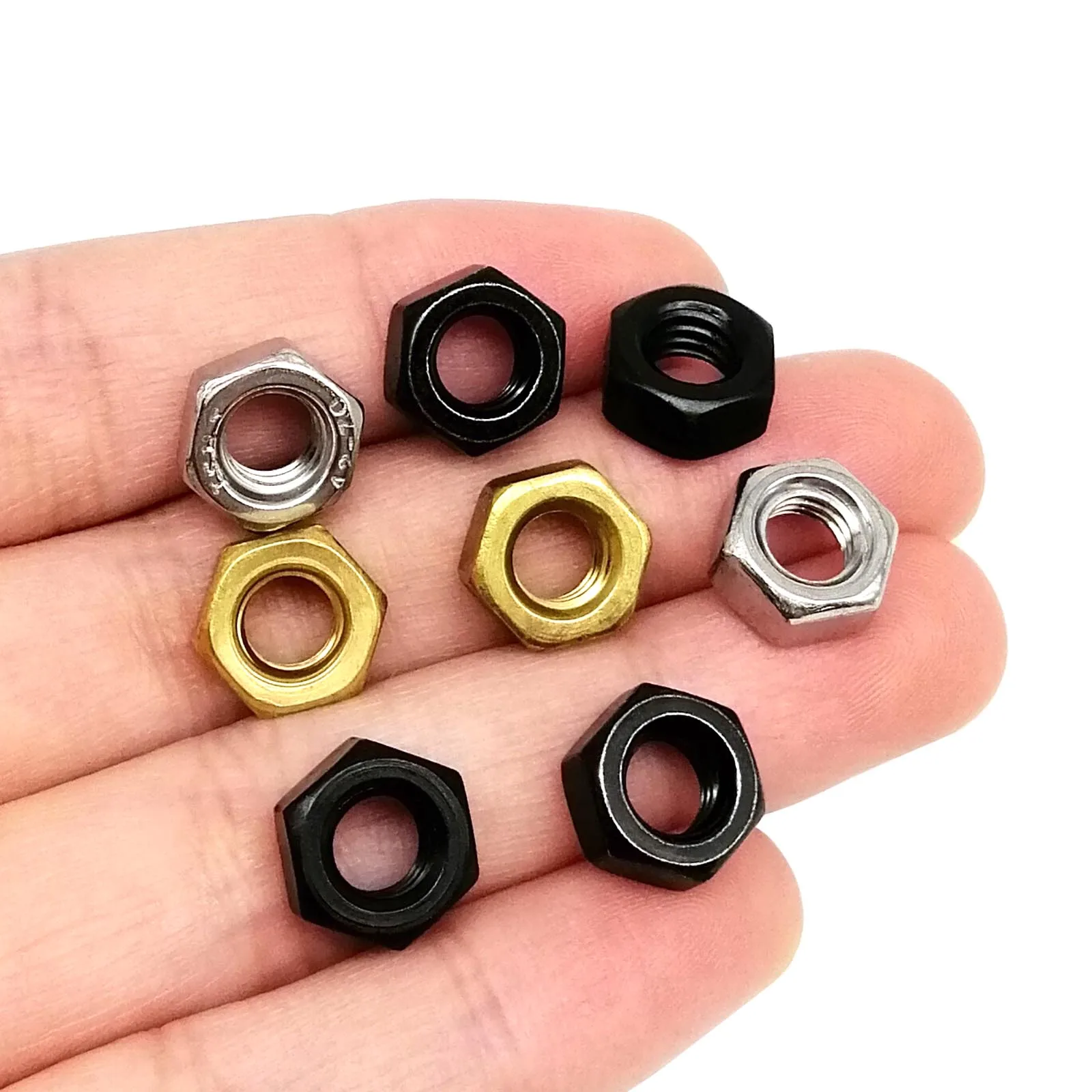 1 Set Mix M1 M1.2 M1.4 M1.6 M2 M2.5 M3 M4 M5 M6 M8 to M16 DIN934 Hex Hexagon Nut Kit Box Black 304 Stainless Steel Brass Steel