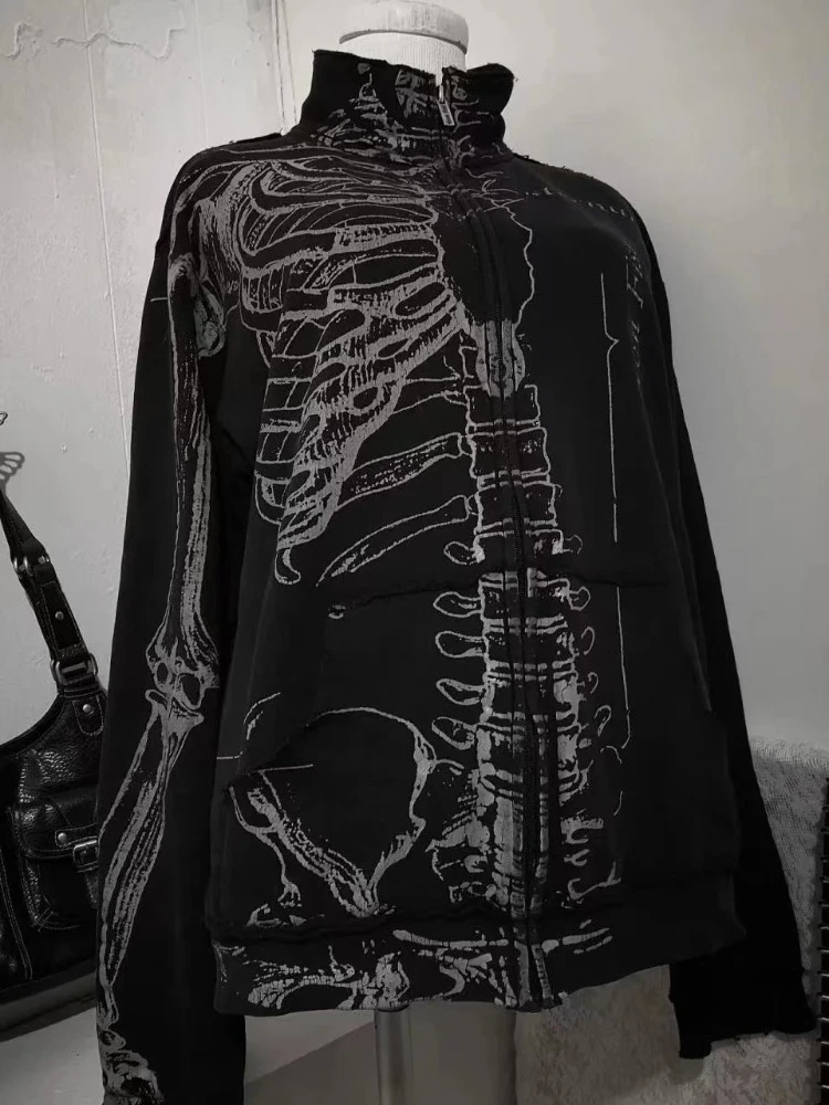 

Winter Y2k Harajuku Gothic Hooded Coat Women Vintage Grunge Long Sleeve Jackets Japanese Subcultural Fashion Sweatshirt New