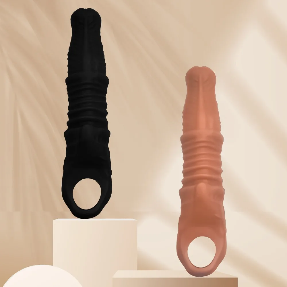 New 24cm Large Penis Sleeve Extender Big Soft Adult Sex Toys For Men Cock Sleeve Dick Enlarger Male Reusable Condom Delay