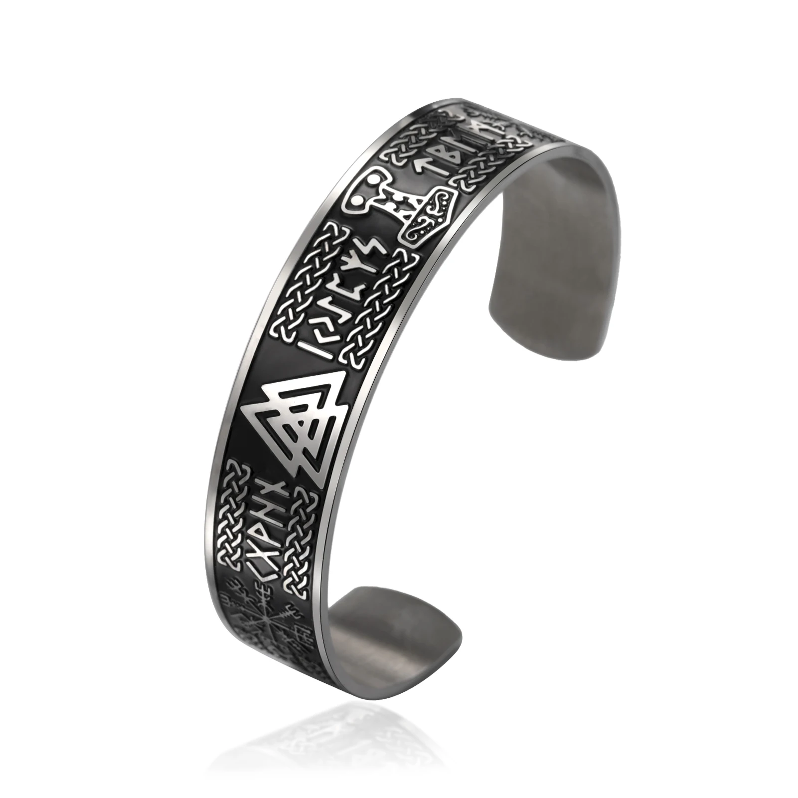 VASSAGO Bracelet Viking pour hommes Runes nordiques Mjolnir Vegvisir boussole Triskele Valknut casque d'awe noeud celtique Triquetra bijoux