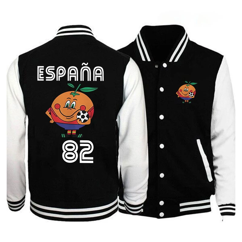 

New Baseball Jacket Women Men Naranjito Print Hoodie Espana 82 Spain Mascot 1982 Soccer Football Sweatshirt Harajuku Jersey Tops