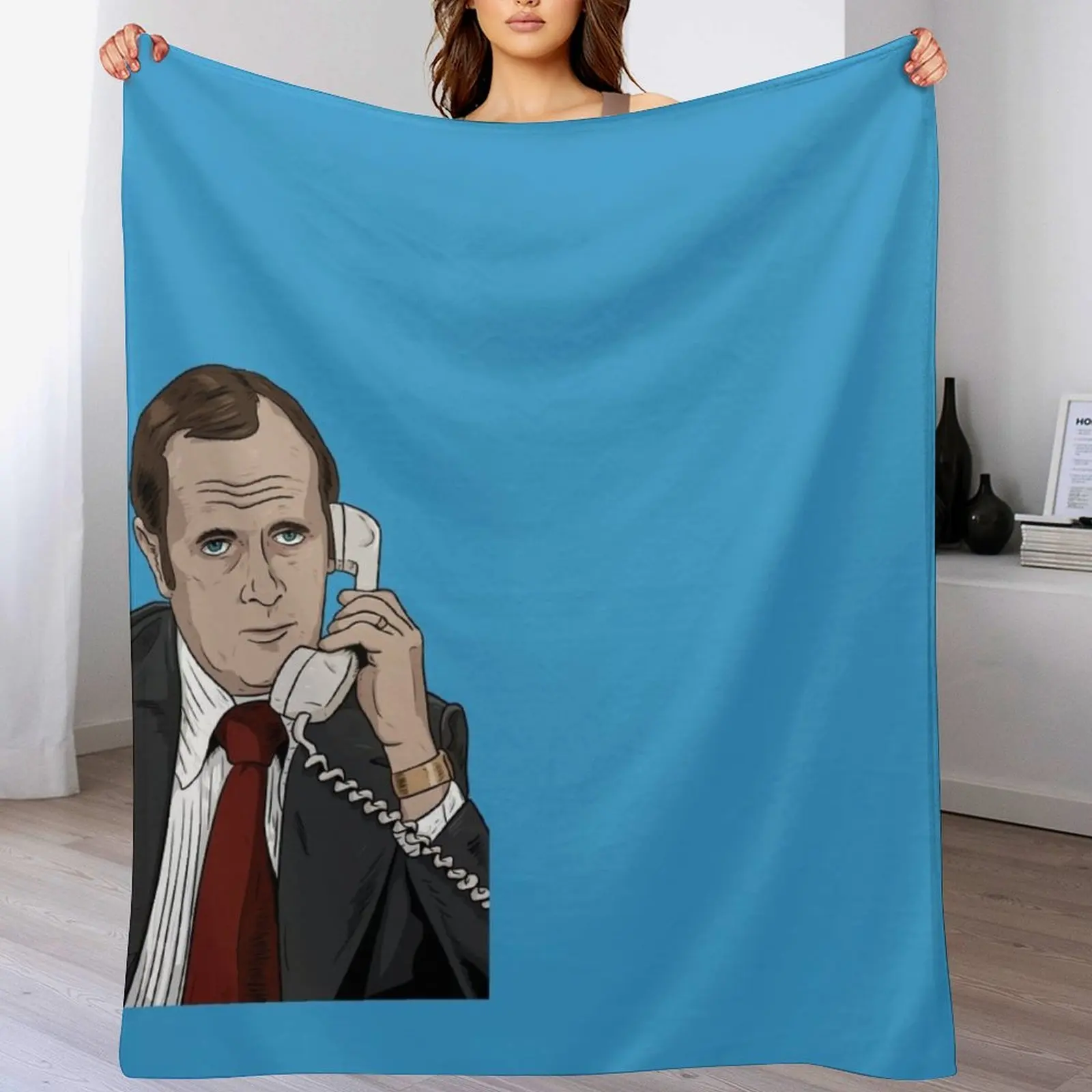 

Bob Newhart on the Phone Throw Blanket Large Cute Plaid wednesday Nap Blankets