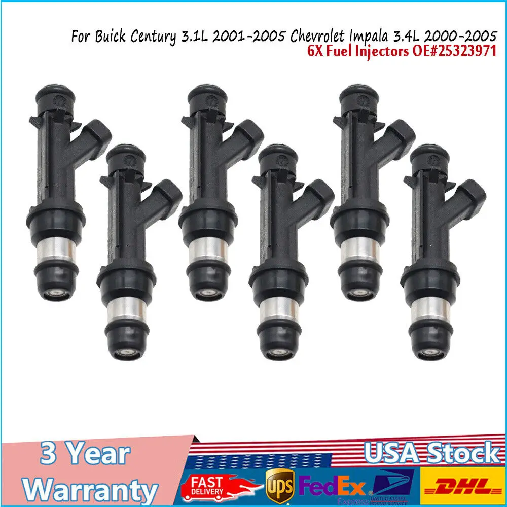 

6 Pack 25323971 Fuel Injectors For 2000-2005 Chevy Chevrolet Impala/Venture 3.4L