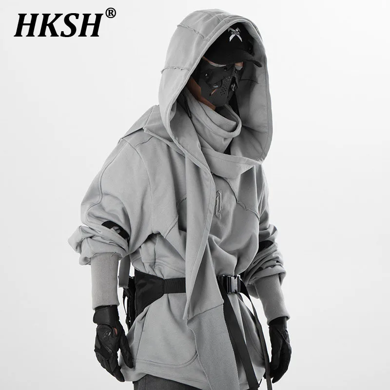 

HKSH Heavy Industry Autumn Spring Trend Tactical Wizard Neck Collar Sweatshirt Men's Loose Casual Hooded Coat Dark Hoodie HK0380