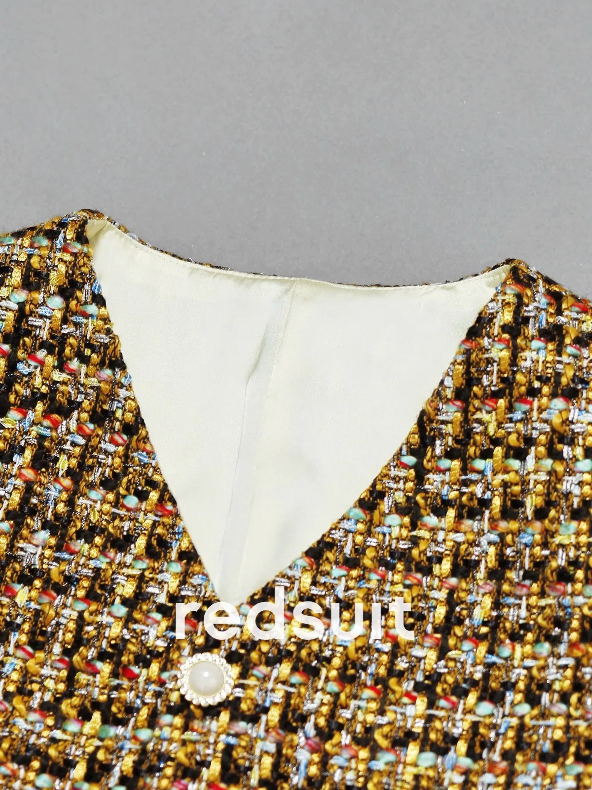 New Retro modern high-end black gold yarn woven thin floral vest sleeveless top Custom size