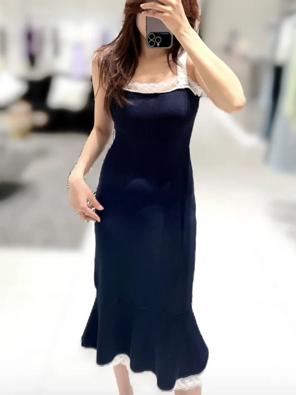 Elegant Lace Splice Slim Fit Midi Strapless Dress High-End Version Sweet Style City Commute Casual Wear Breathable Comfortable