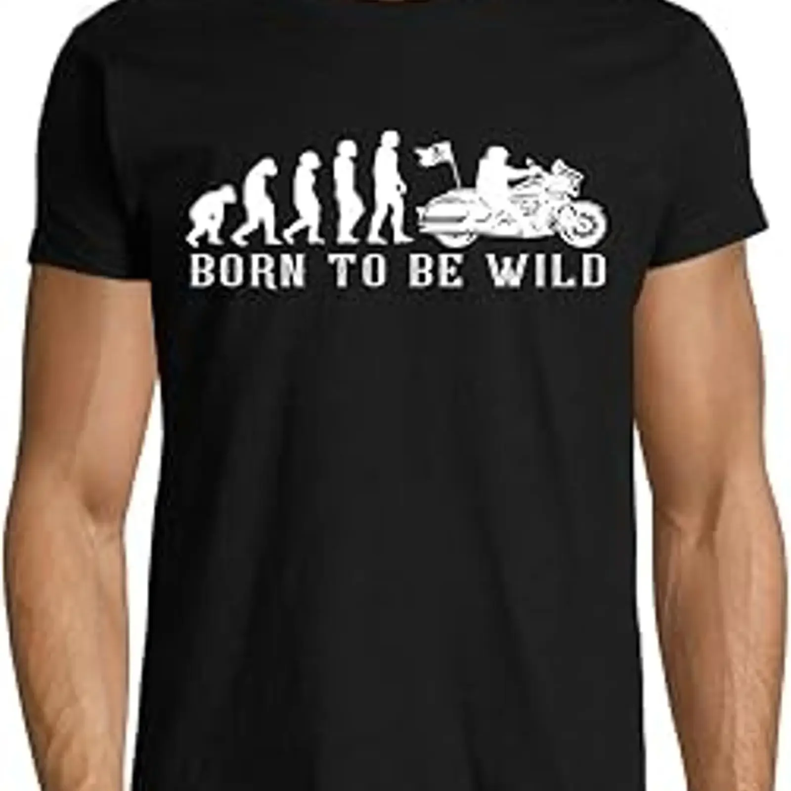 T-shirt de motard Image of Evolution Born to be Wild Streetglide 100% coton, style vintage délavé, confortable et respirant