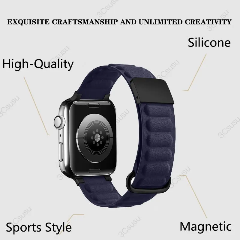 애플 워치용 실리콘 스트랩, 울트라 2 49mm, 9 8 7 45mm, 41mm, 마그네틱 버클 팔찌, 아이워치 6 5 4 3 SE 44mm, 40mm, 42mm, 38 벨트, 신제품
