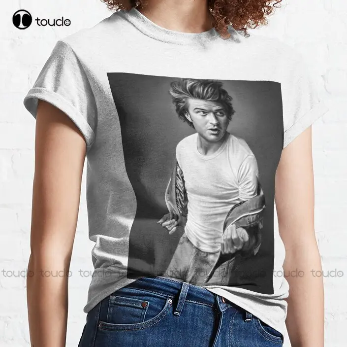 Joe Keery Digital Classic T-Shirt Steve Harrington Cute T Shirts Funny Art Streetwear Cartoon Tee Digital Printing Tee Shirts