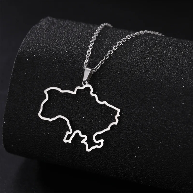 Mode Umriss Ukraine Karte Halskette Kette Halsband Hals Edelstahl Schmuck Ästhetische Halsketten Geschenke accesorios para mujer – Detail 19