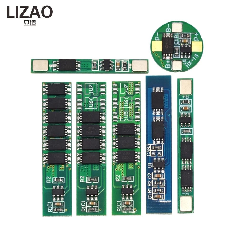LIZAO 5PCS 18650 Battery Protection Board, 1S/2S 3.7V/7.4V BMS with Over-Charge & Over-Discharge Protection