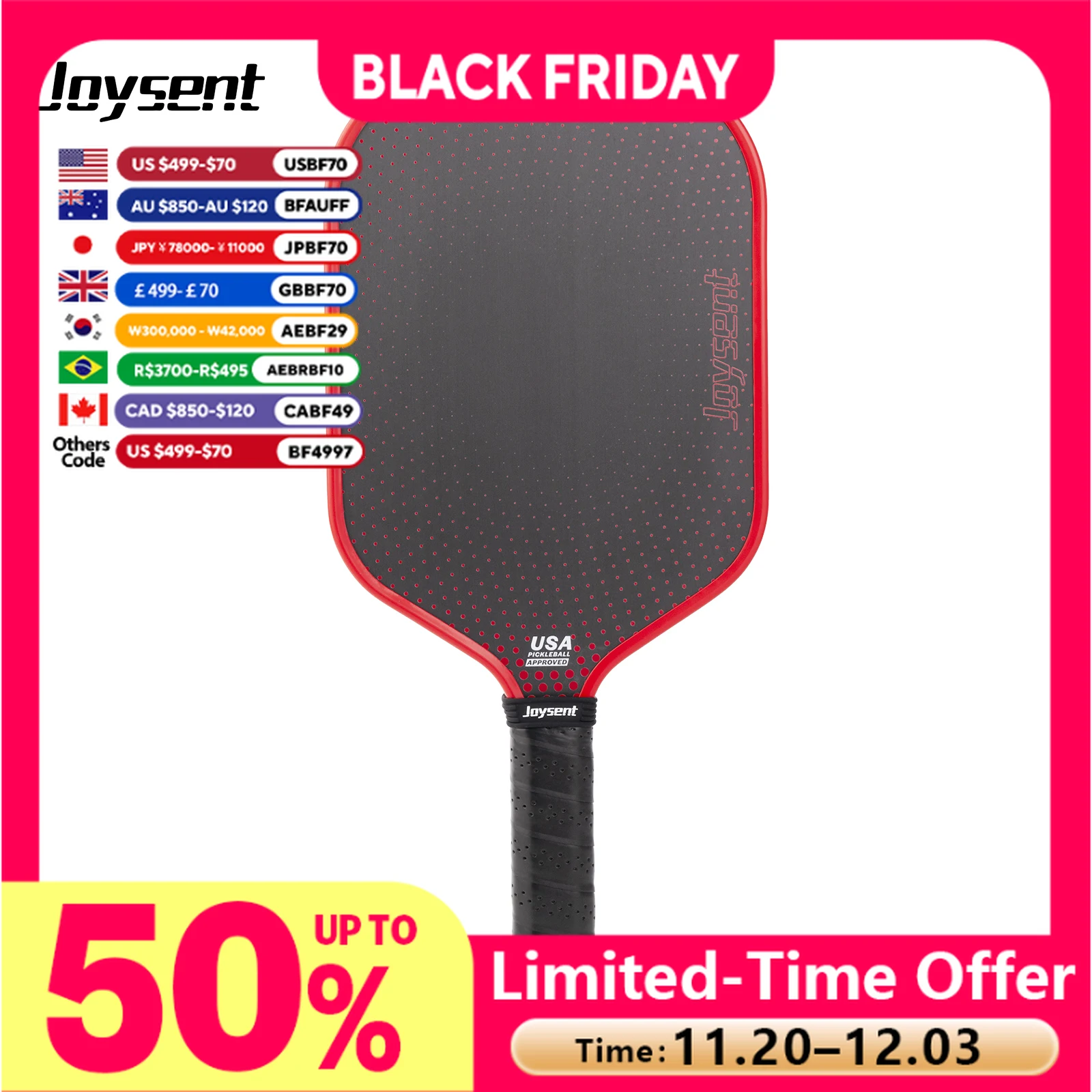

Joysent USAPA Approved Thermoformed T700 Raw Carbon Fiber Pickleball Paddles Spin Control Power for Competitive Play