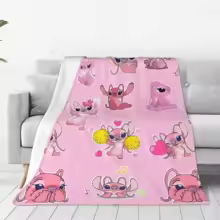 Stitch Couple Blankets Ctue Warm Print Plush Bedding Throws For Couch Bed Camping Flannel Bedspread Bed Cover