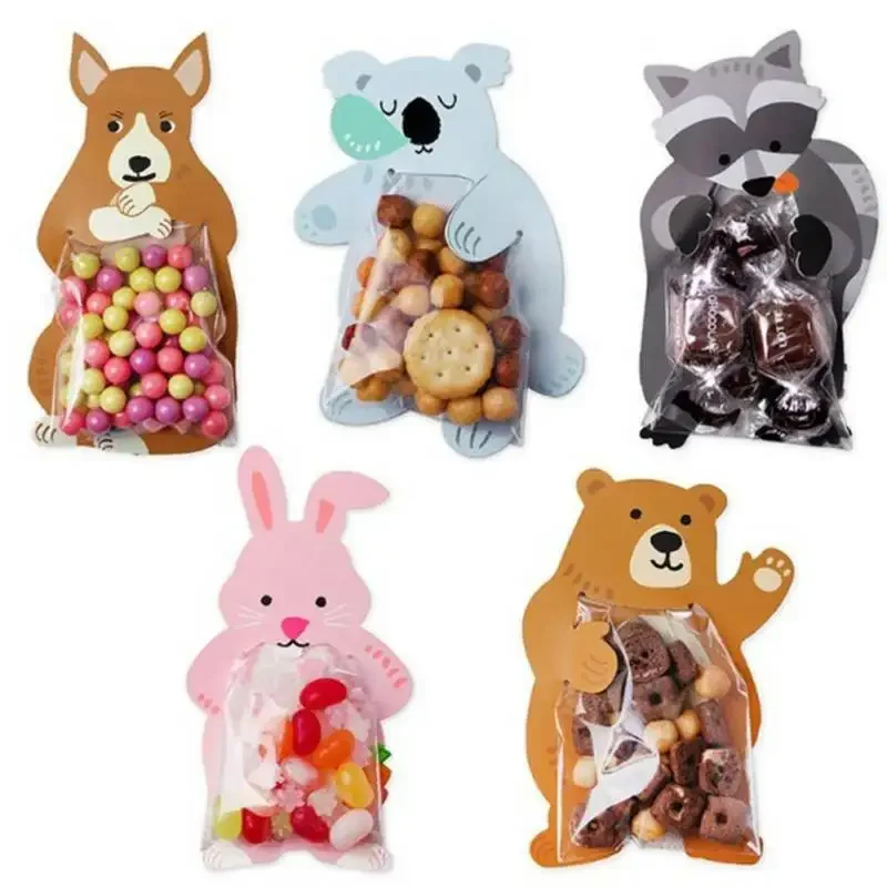 10pcs/lot Animal Cute Gift Bags Candy Bags Baby Shower Birthday Party Cookie Bags Bear Candy Box Greeting Cards Popular Rabbit