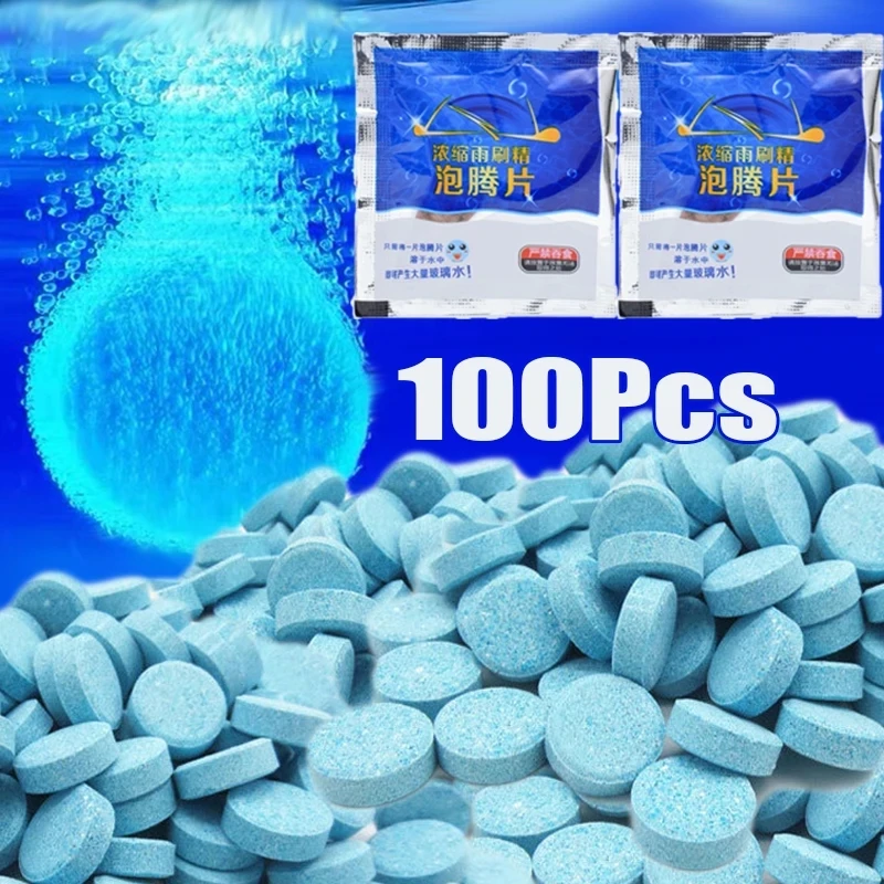 Automotive glass water winter anti-freeze effervescent tablet oil film removal automotive solid wiper concentrated liquid wiper