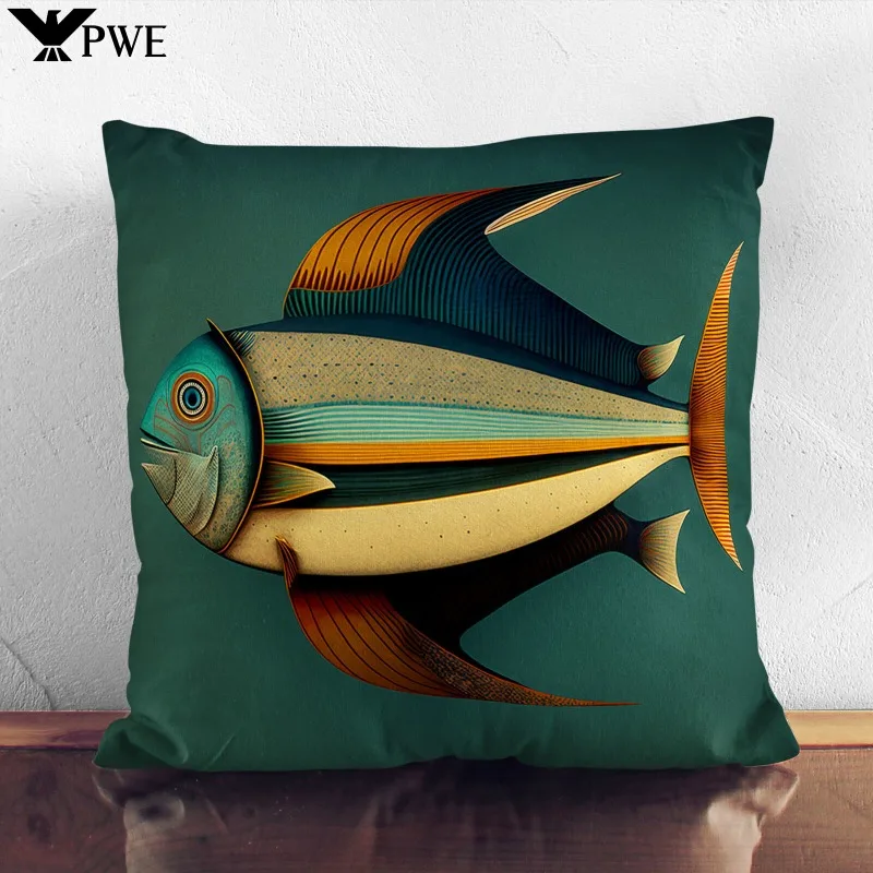 Plump Cushion Fish Mid Century Soft Scatter Throw Pillow Case Cover