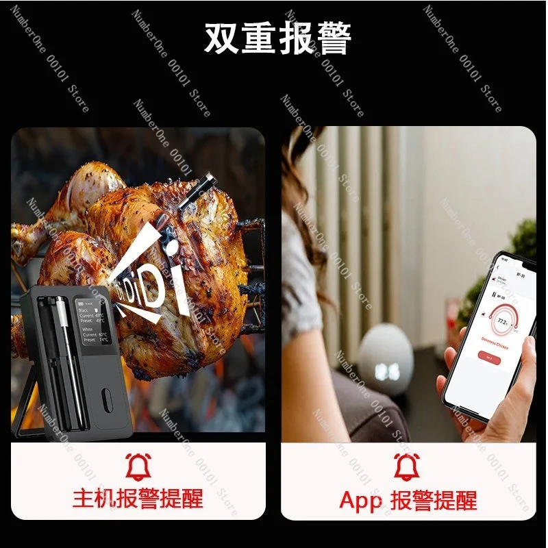 Wireless Bluetooth Meat Thermometer with Display Digital Kitchen Probe Food Temperature Monitor for BBQ Grill Camping