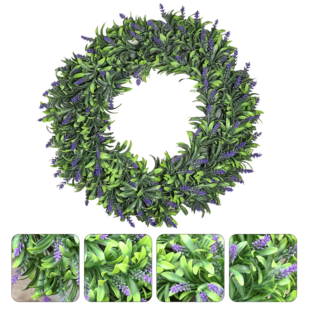 Lavender Wreath Decorative Hanging Garland Wall Simulation Artificial Decorate Green Leave