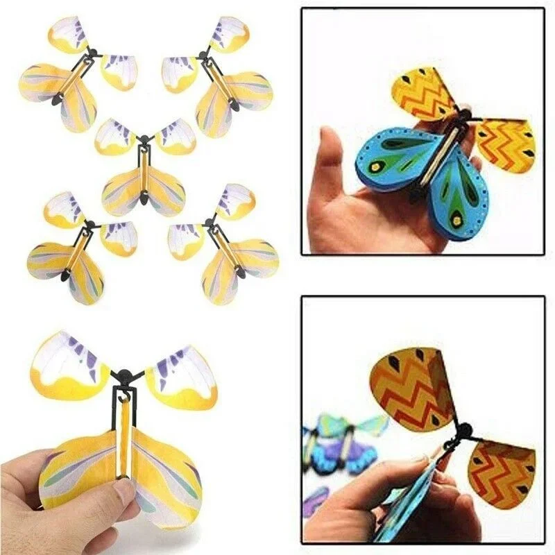 10Pcs Magic Flying Butterfly Fairy Flying Toys Wind Up Butterfly Toys Great Surprise Party Great Surprise Gift Magic Tricks