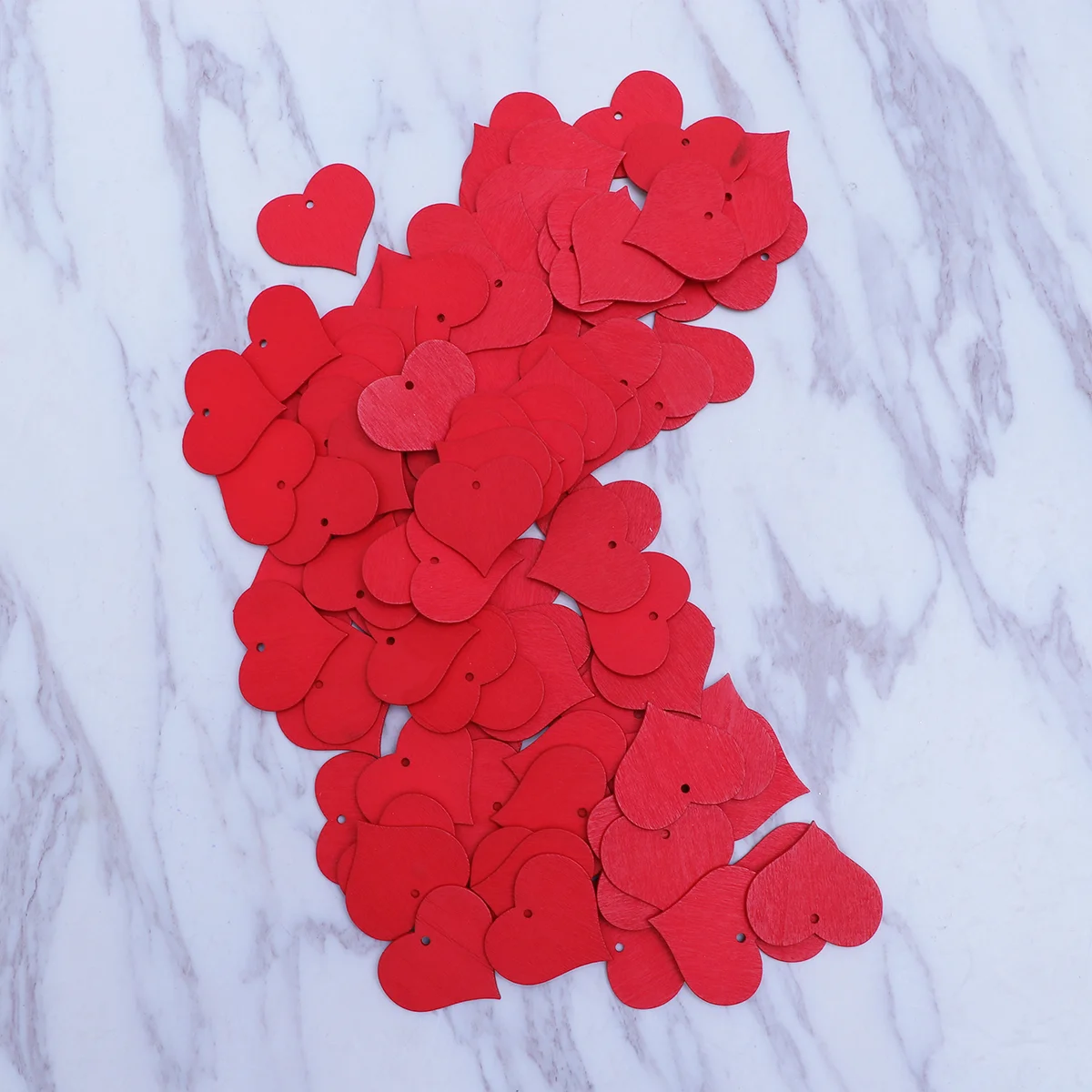 

100 Pcs Wooden Heart Shaped Sign Blank Ornaments Decorations Embellishment Red Hearts