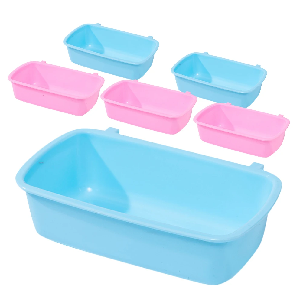 

6pcs Pet Food Box Hamster Bowls Hanging Feeder Small Animal Water Containers Guinea Pig Dish Rat Feeding Bowl Safe Compact