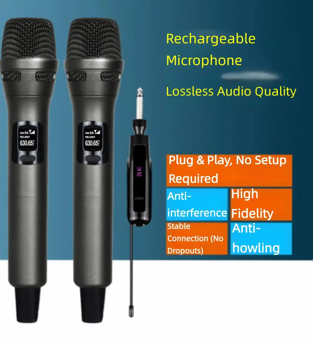Handheld wireless microphone cross-border U band FM home audio outdoor live broadcast KTV singing charging wireless microphone