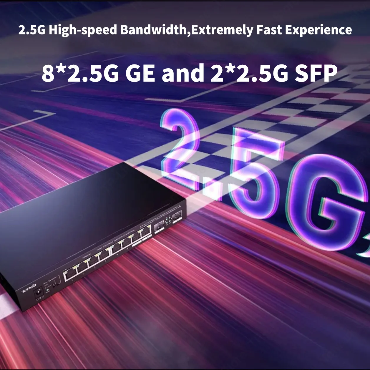 Tenda 10 Port 2.5G Network Switch Cat Stick Gigabit LAN Splitter Hub NAS 2500Mbps Interrupteur 2x2.5G SFP Switches TEM2010F