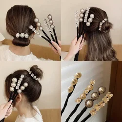 1pc Elegant Pearl Flower Bun Maker Korean Lazy Hair Curler Styling Accessories Hair Style Hairpin Hair Braiding Braider Hairgrip