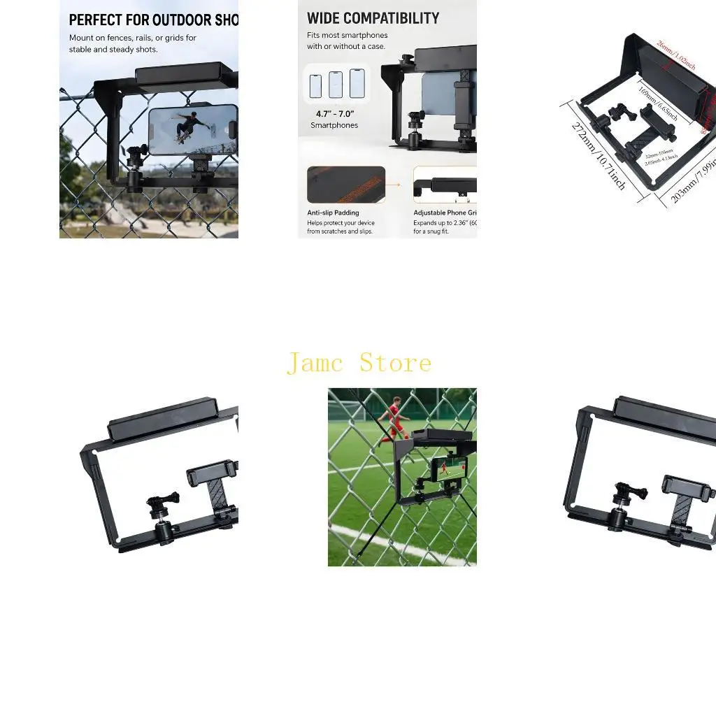 LX0B Corrosion Proof Aluminum Fence Mount For Phone And Camera Recording