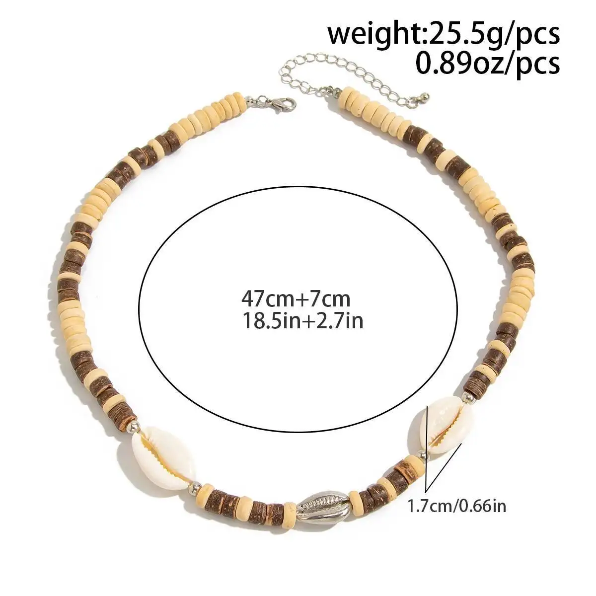 Ingemark Boho coquille de noix de coco perles en bois conque perles chaîne collier pour hommes été plage Vintage réglable tour de cou bijoux quotidiens