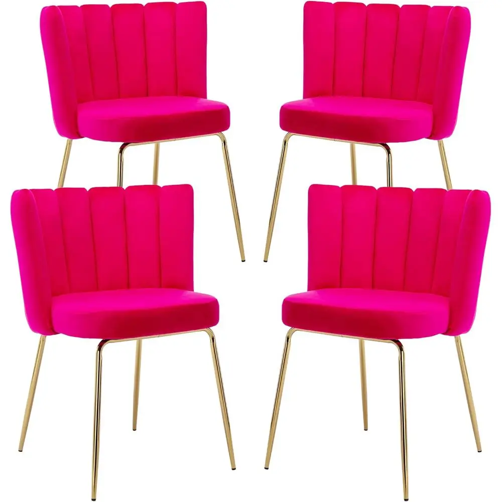 

Velvet Barrel Dining Chairs Set o 4 ern Accent Chairs Upholstered Host Side Chairs with Gold Metal Legs or Home Kitchen Living R