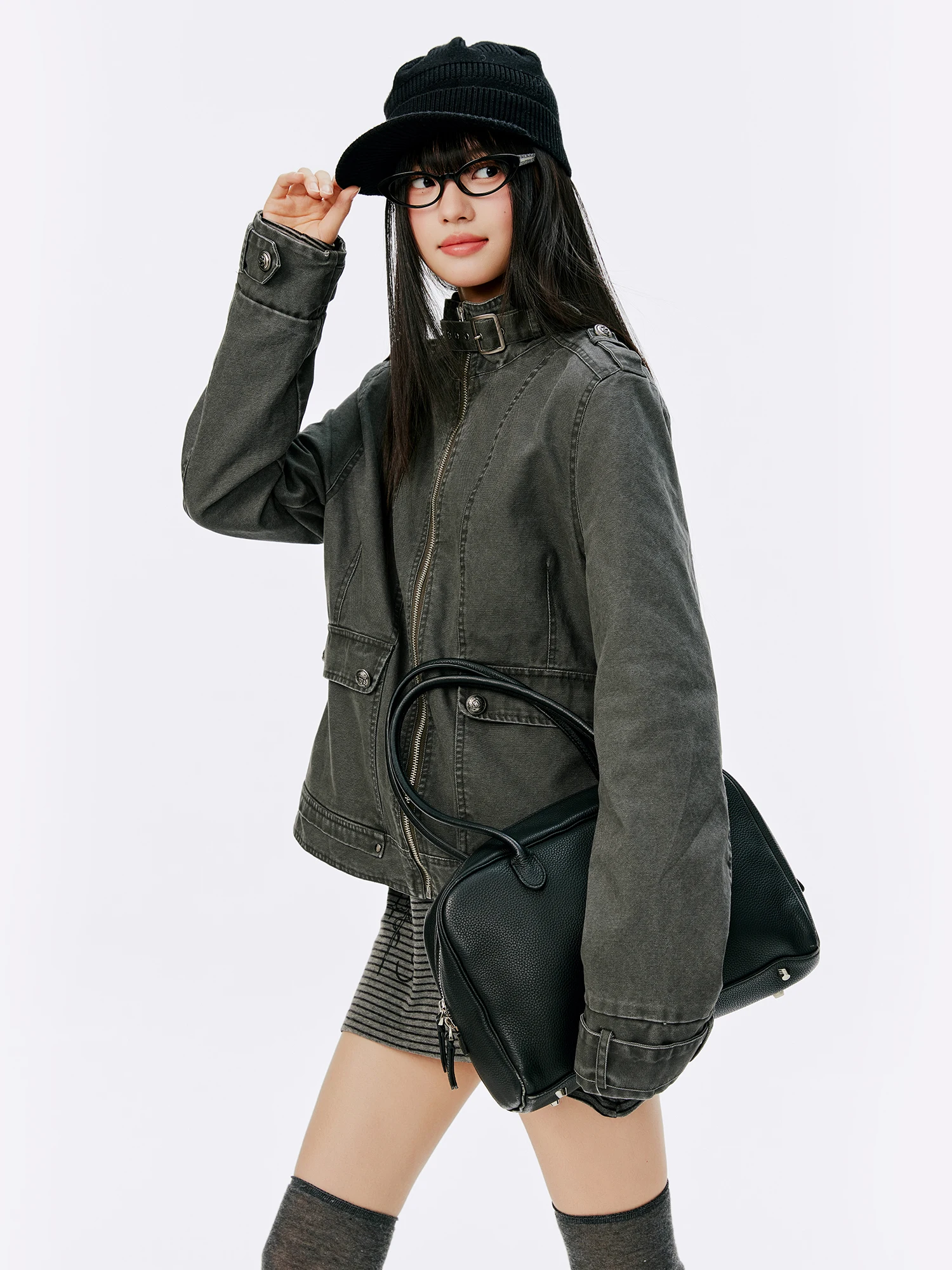 

Женская винтажная куртка Burgenland в корейском стиле, свободного кроя, из хлопка, с длинными рукавами, на молнии, цветная