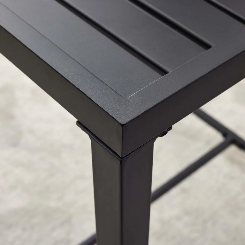 Outdoor Bar Table, 36.5 Height Square Patio Pub Table with Heavy-Duty Metal Frame and Weather-Resistant Slatted Top for Garden,