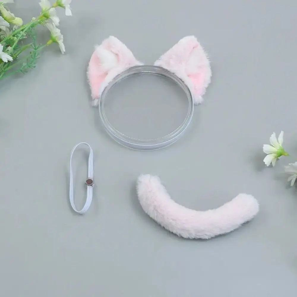 Headband 20cm Plush Doll Headwear Cat Ear Hair Decor Doll Cat Ears Tail Cute Simulation Cotton Doll Animal Ear 20cm Cotton Dolls