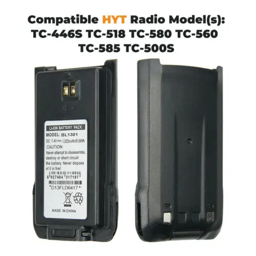 10pcs NEW 7.4V 1300mAh Li-Ion Battery Pack BL1301 for Radio Walkie Talkie HYT TC-446S TC-518 TC-580 TC-560 Two Way Radio