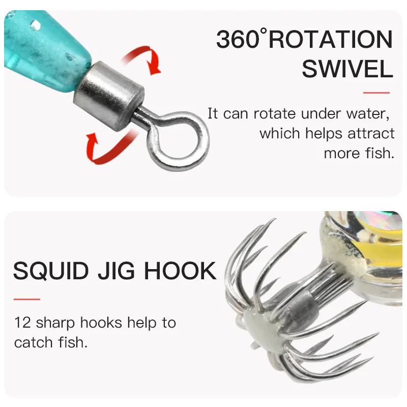 Fishing Lures 5g Squid Hook with LED Light Squid Jig Lure Luminous Webfoot Octopus Egi Artificial Bait Cuttlefish Sea Tackle image 4