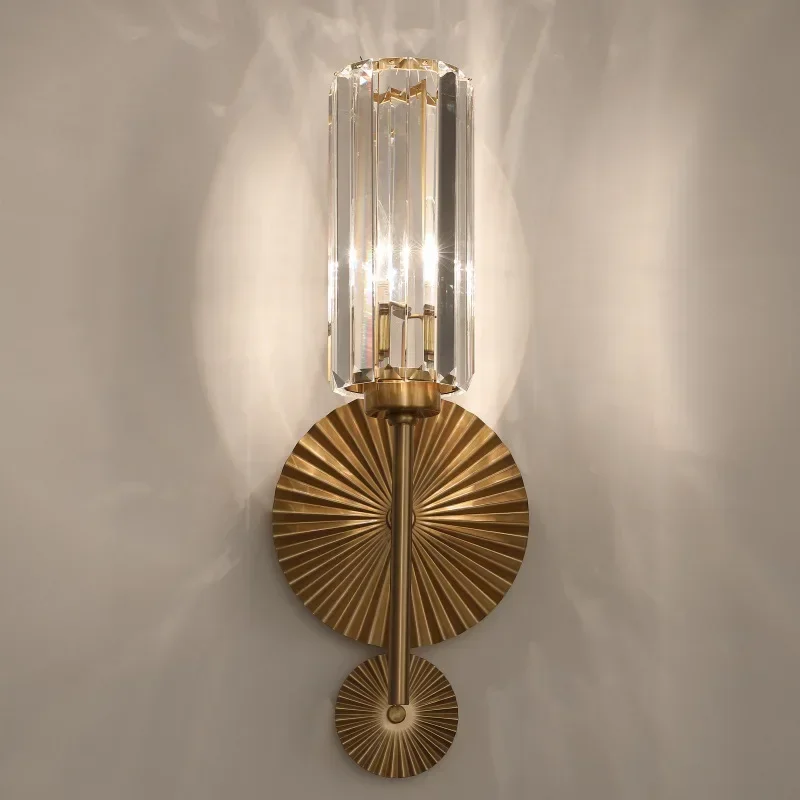 MAISU Vintage Crystal Wall Lamp Living Room Porch Background Wall Light for Restaurant Bedside Home Decoration Lustre