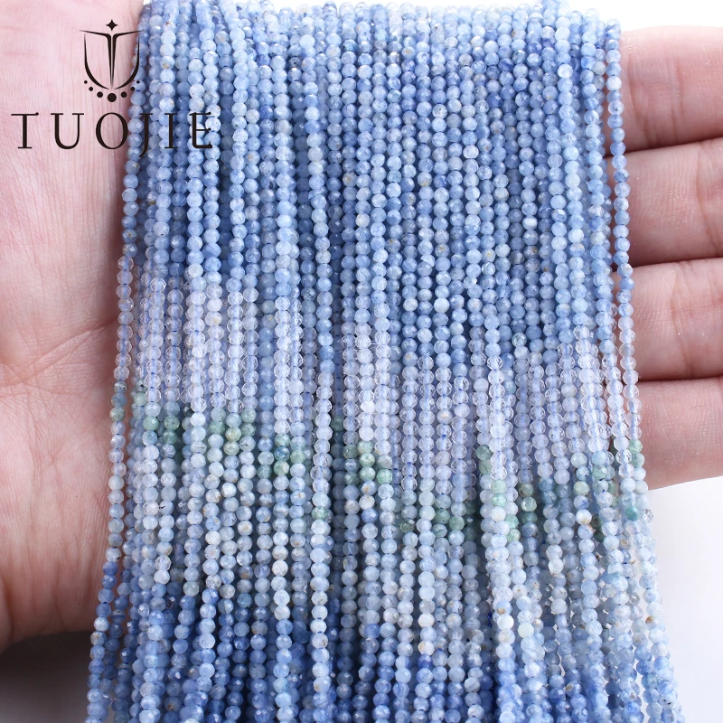 Perles de pierre naturelle de kyanite facettée de 4 mm, perles de pierre précieuse de kyanite dégradée, perles de pierre en vrac pour la fabrication de bracelets et accessoires