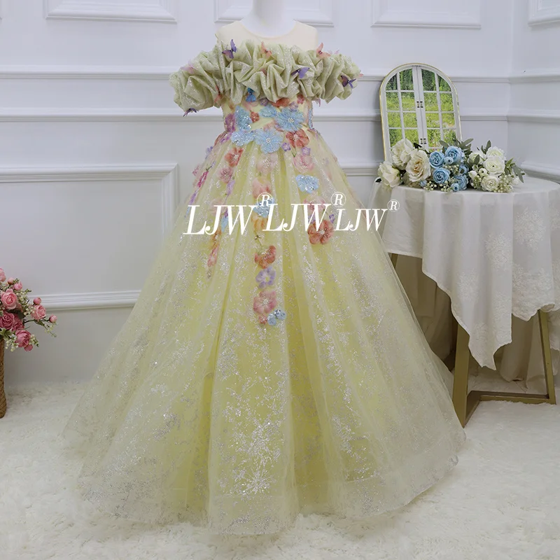 One Shoulder Flower Girl Wedding Gowns Women's Evening Gowns Luxury Beaded Maxi Dresses Elegant Prom Dresses Formal Occasion Rob